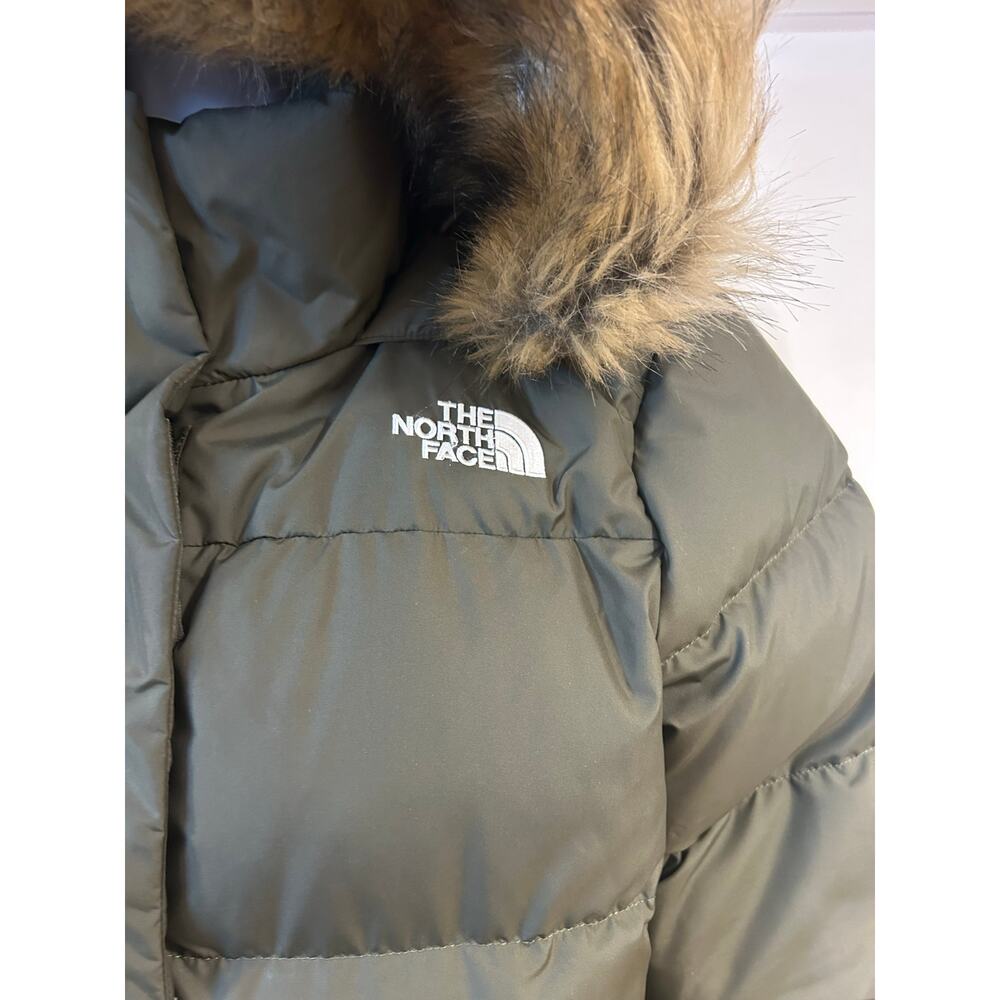 THE NORTH FACE XL Gotham Women's Khaki 550 Down Puffer Hooded Quilted Faux Fur - Picture 3 of 16
